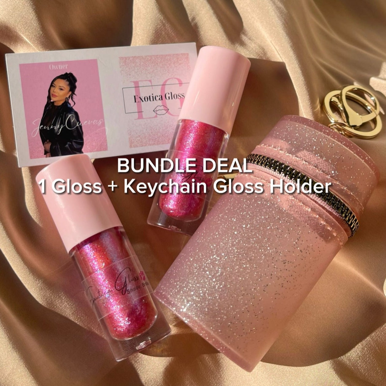 Lip Gloss + Keychain Holder (bundle deal)